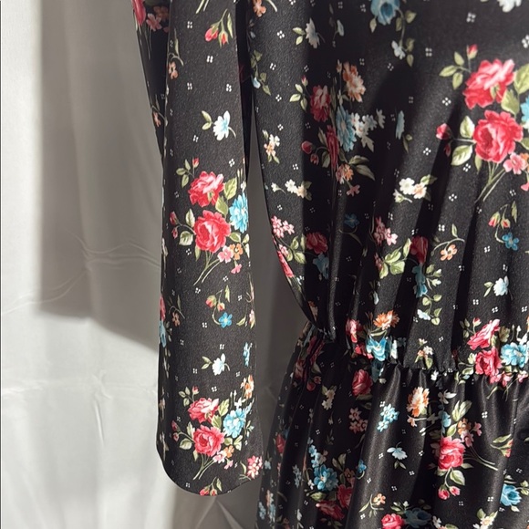 Whirlaway Frocks Floral Black Dress with Lace Collar Size 12P - Picture 5 of 11